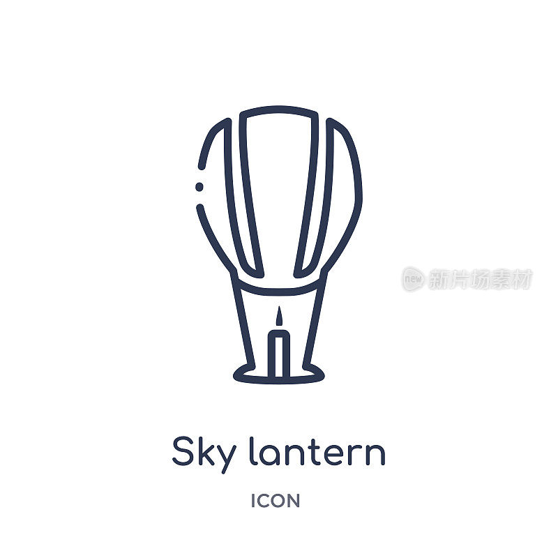 Linear sky lantern icon from Asian outline collection. Thin line sky lantern vector isolated on white background. sky lantern trendy illustration